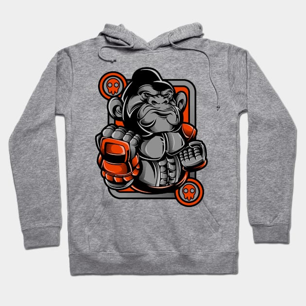 Kong Ape Gorilla Monkey Grey Orange Hoodie by BradleyHeal